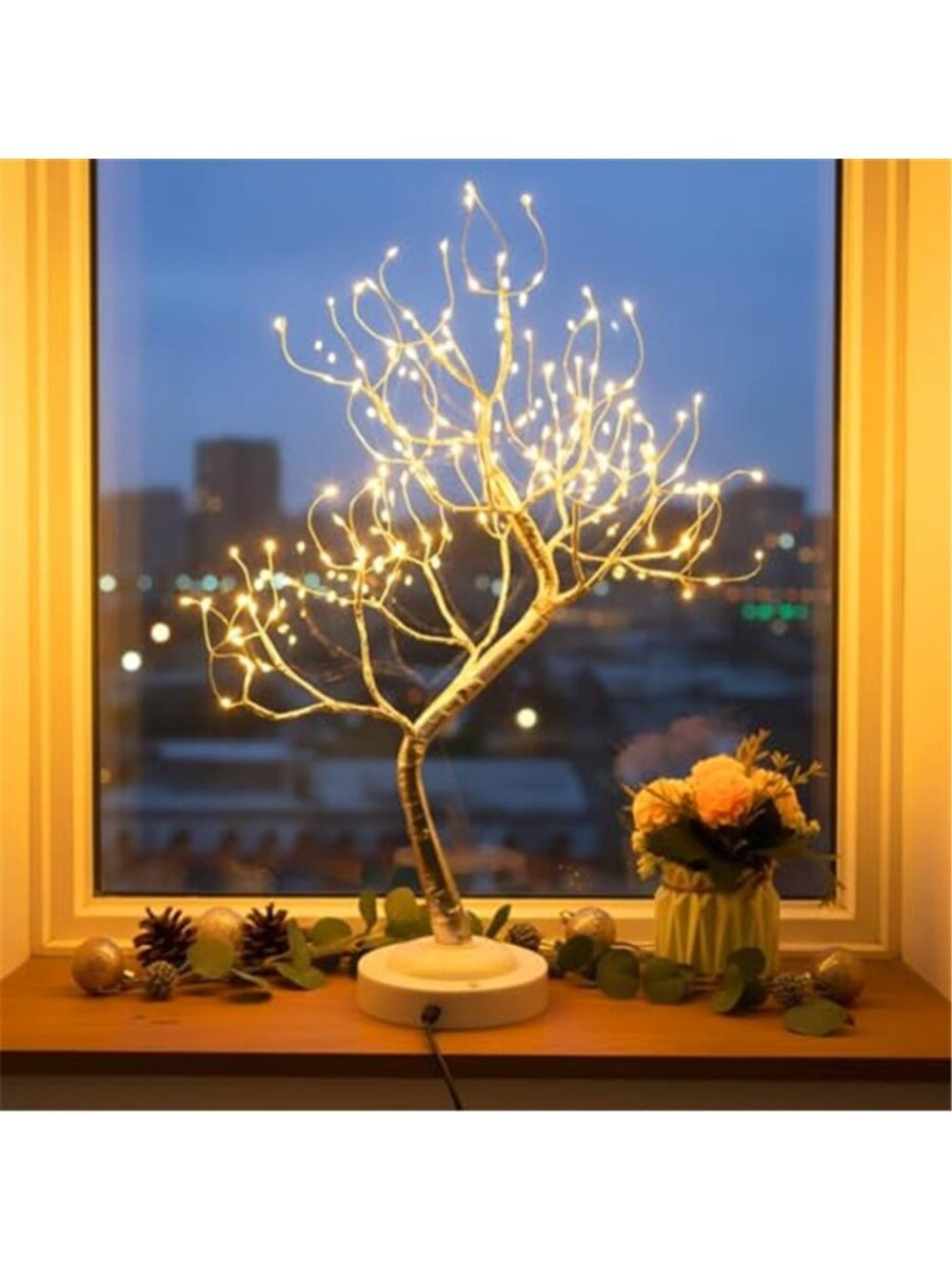 LED Bonsai Tree Light Warm White Fairy Lights USB Battery Tabletop Decor Lamp